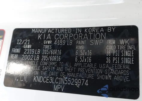 2022 Kia Niro Ex Premium из США, поврежденный, VIN KNDCE3LC1N5529974